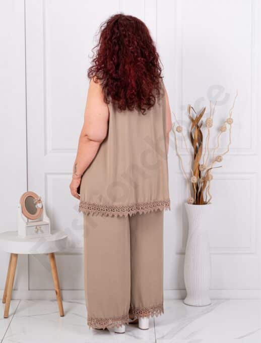Set maxi pentru vara cu dantela brussel+cadou colier-moca cod 2195-2