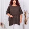 Tunica maxi pentru vara cu broderie englezeasca-ciocolata cod 261388-8