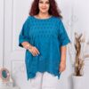 Tunica maxi pentru vara cu broderie englezeasca-petrol cod 261388-9