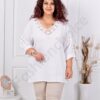 Tunica maxi din 100% in cu decolteu in forma V si dantela brussel-alb cod 11840-1