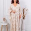Rochie maxi eleganta cu broderie palmieri-capucino cod 2815-1