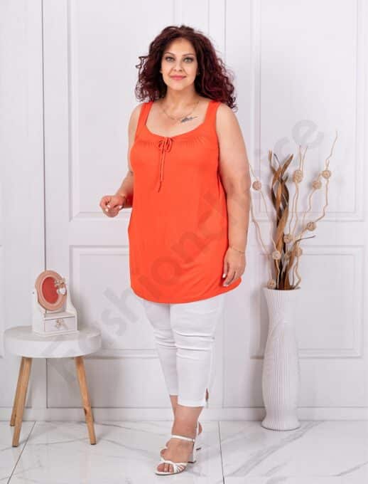 Top maxi pentru vara cu snur la decolteu-orange cod 2044-18
