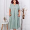 Rochie maxi pentru vara cu decolteu in forma V si colier multicolor-menta cod 2624016-2