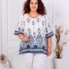 Tunica maxi cu ornamente si maneca clopot cu ajur-albastru inchis cod 3791-3