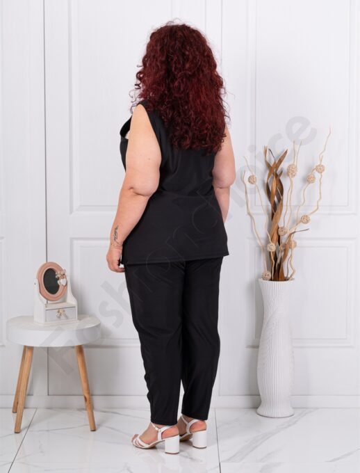 Set maxi elegant cu pantalon si top cu accent-negru cod 5098