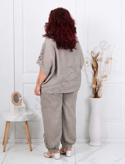 Set maxi elegant din 100% in cu accente din dantela-moca cod 160/236-2