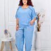 Set maxi elegant din 100% in cu accente din dantela-albastru deschis cod 160/236-3
