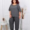 Set maxi elegant din 100% in cu accente din dantela-grafit cod 160/236