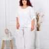 Set maxi elegant din 100% in cu accente din dantela-alb cod 160/236-1