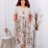 Rochie maxi cu imprimeu floral si volan+cadou colier-capucino cod 5233-5