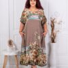 Rochie maxi pentru vara cu imprimeu de arta multicolor-moca cod 5251-6