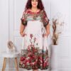 Rochie maxi pentru vara cu imprimeu de arta multicolor-alb cod 5251-3