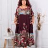 Rochie maxi pentru vara cu imprimeu de arta multicolor-marsala cod 5251-2