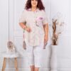 Camasa tip tunica maxi din in cu partea din spate alungita-capucino cod 62260-3