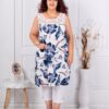 Top lung maxi pentru vara cu imprimeu floral si plasa pe decolteu-alb cod 2588-3
