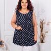 Top maxi pentru vara cu imprimeu buline-albastru inchis cod 21431
