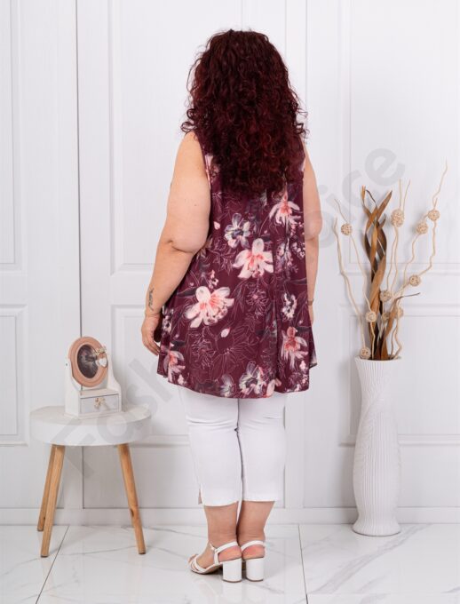 Top maxi pentru vara cu imprimeu floral-marsala cod 21431-7