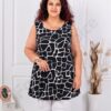 Top maxi pentru vara cu imprimeu negru/alb cod 21431-5