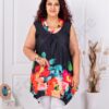 Top maxi pentru vara cu imprimeu floral-negru/rosu cod 1496