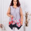 Top maxi pentru vara cu imprimeu trandafiri-rosu cod 1496-2