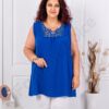 Top maxi pentru vara cu dantela brussel-albastru regal cod 2194-5