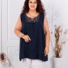 Top maxi pentru vara cu dantela brussel-albastru inchis cod 2194-4