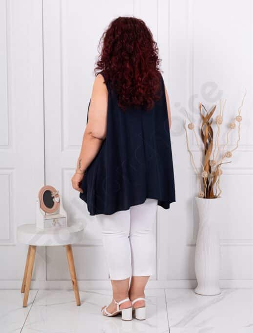Top maxi pentru vara cu dantela brussel-albastru inchis cod 2194-4