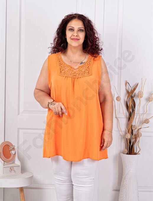 Top maxi pentru vara cu dantela brussel-orange cod 2194-3