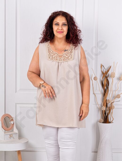 Top maxi pentru vara cu dantela brussel-capucino cod 2194-2