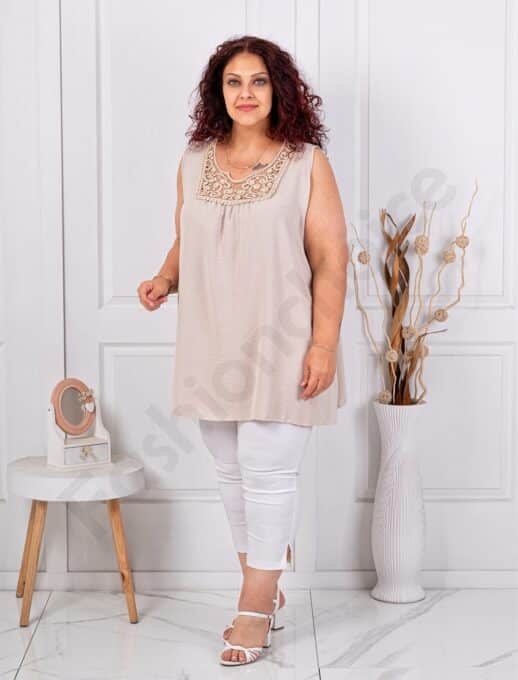 Top maxi pentru vara cu dantela brussel-capucino cod 2194-2