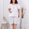Set maxi pentru vara cu tunica si pantaloni+cadou colier-alb cod 5208-1