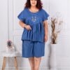 Set maxi pentru vara cu tunica si pantaloni+cadou colier-parlament cod 5208-3