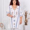 Tunica maxi cu decolteu in forma V si broderie multicolor-albastru cod 51316