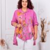 Camasa tip tunica maxi din 100% in cu imprimeu floral-fucsia cod 13109-3
