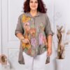 Camasa tip tunica maxi din 100% in cu imprimeu floral-moca cod 13109-1