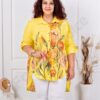 Camasa tip tunica maxi din 100% in cu imprimeu floral-galben cod 13109-4