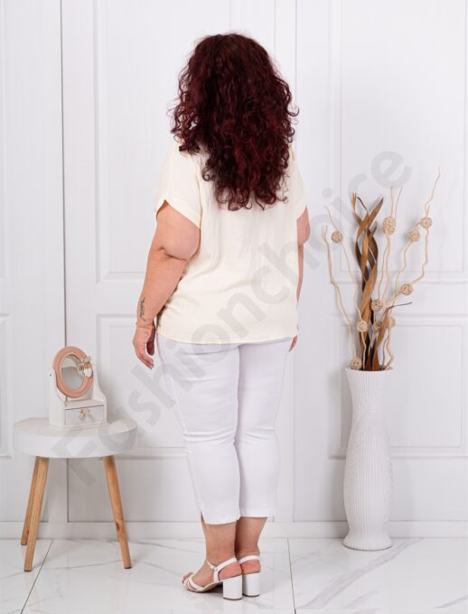 Bluza maxi pentru vara cu broderie stralucitoare-galben cod 8999-3