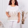 Bluza maxi pentru vara cu broderie stralucitoare-alb cod 8999-4