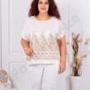 Bluza maxi pentru vara cu broderie stralucitoare-ecru cod 8999-1