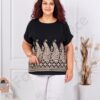 Bluza maxi pentru vara cu broderie stralucitoare-negru cod 8999