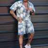 Compleu Vintage pentru barbati din denim cu imprimeu in degrade cod 500