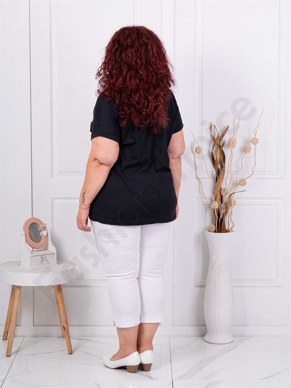 Bluza maxi din 100% bumbac cu imprimeu mica-negru cod 6965