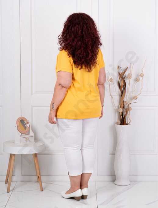 Bluza maxi din 100% bumbac cu imprimeu mica-mustar cod 6965-6