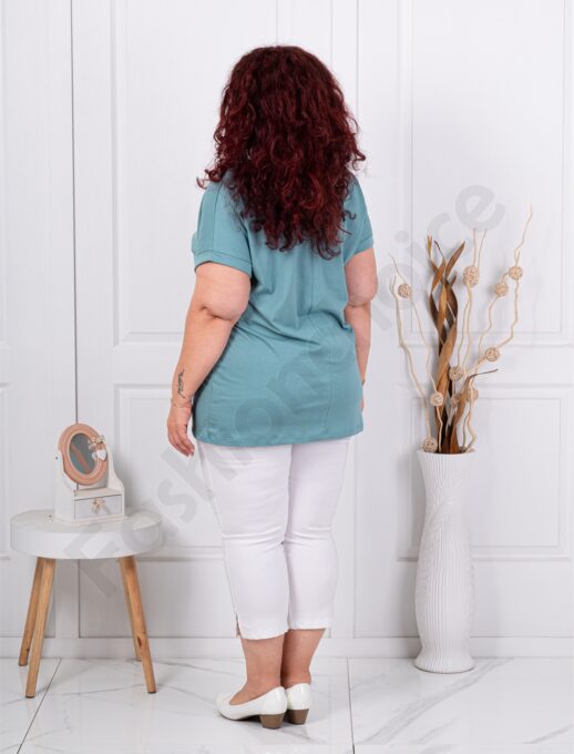 Bluza maxi din 100% bumbac cu imprimeu mica-petrol cod 6965-3