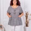 Tunica maxi din bumbac si in cu buzunare din ajur-grafit cod 3652
