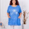 Tunica maxi din bumbac si in cu aplicatie papadie-albastru regal cod 267390-3