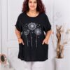 Tunica maxi din bumbac si in cu aplicatie papadie-negru cod 267390