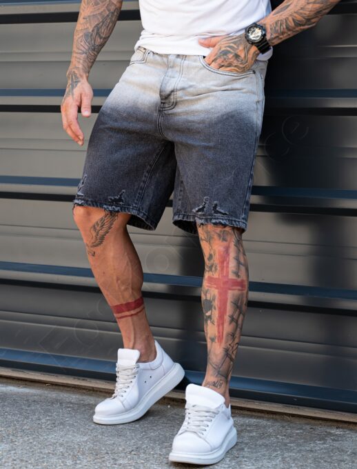 Blugi scurti pentru barbati BOYFRIEND FIT cu efect ombre cod 8494