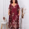 Rochie maxi pentru vara din matase cu funda-marsala cod 261434