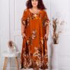 Rochie maxi pentru vara din matase cu funda-caramiziu cod 261434-3